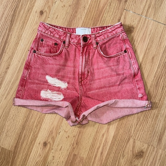 One Teaspoon High Waist Bandit Shorts Red Size 24 - Picture 2 of 7